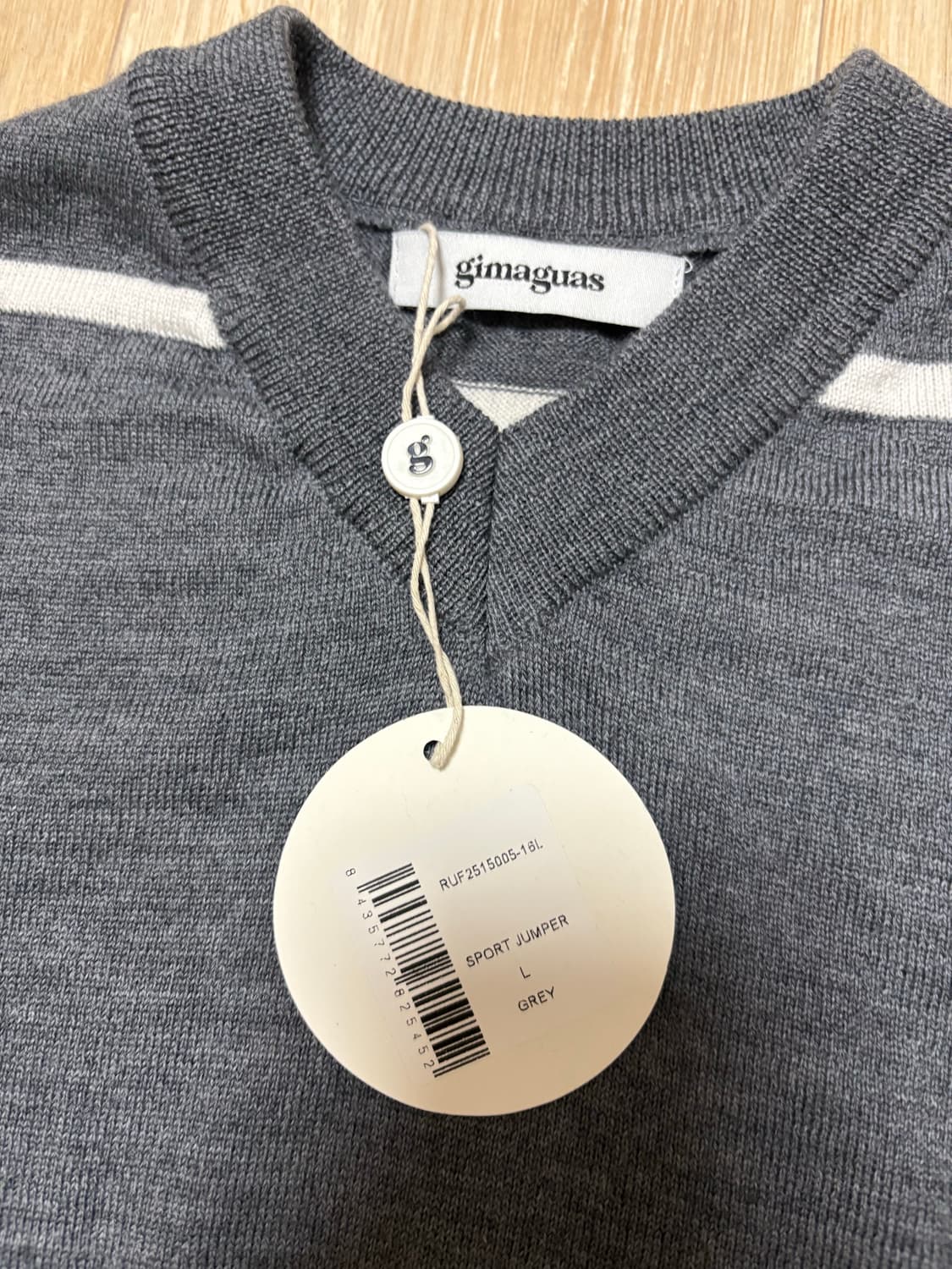 기마구아스 브이넥 니트 차콜 그레이 L 상품이미지5