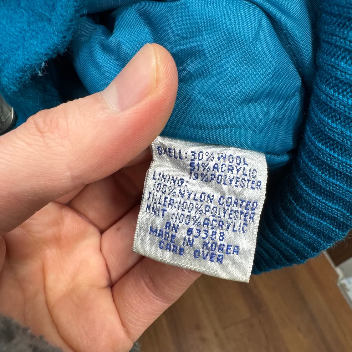 90s NHL 산호세 샤크스 팀 바시티 자켓 후면 빅로고 포인트 블루 상품이미지6