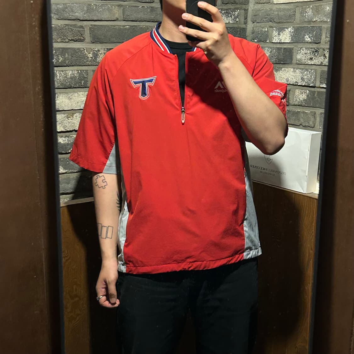 L) 마제스틱 기아 타이거즈 2018 반집업 반팔 바람막이 상품이미지10