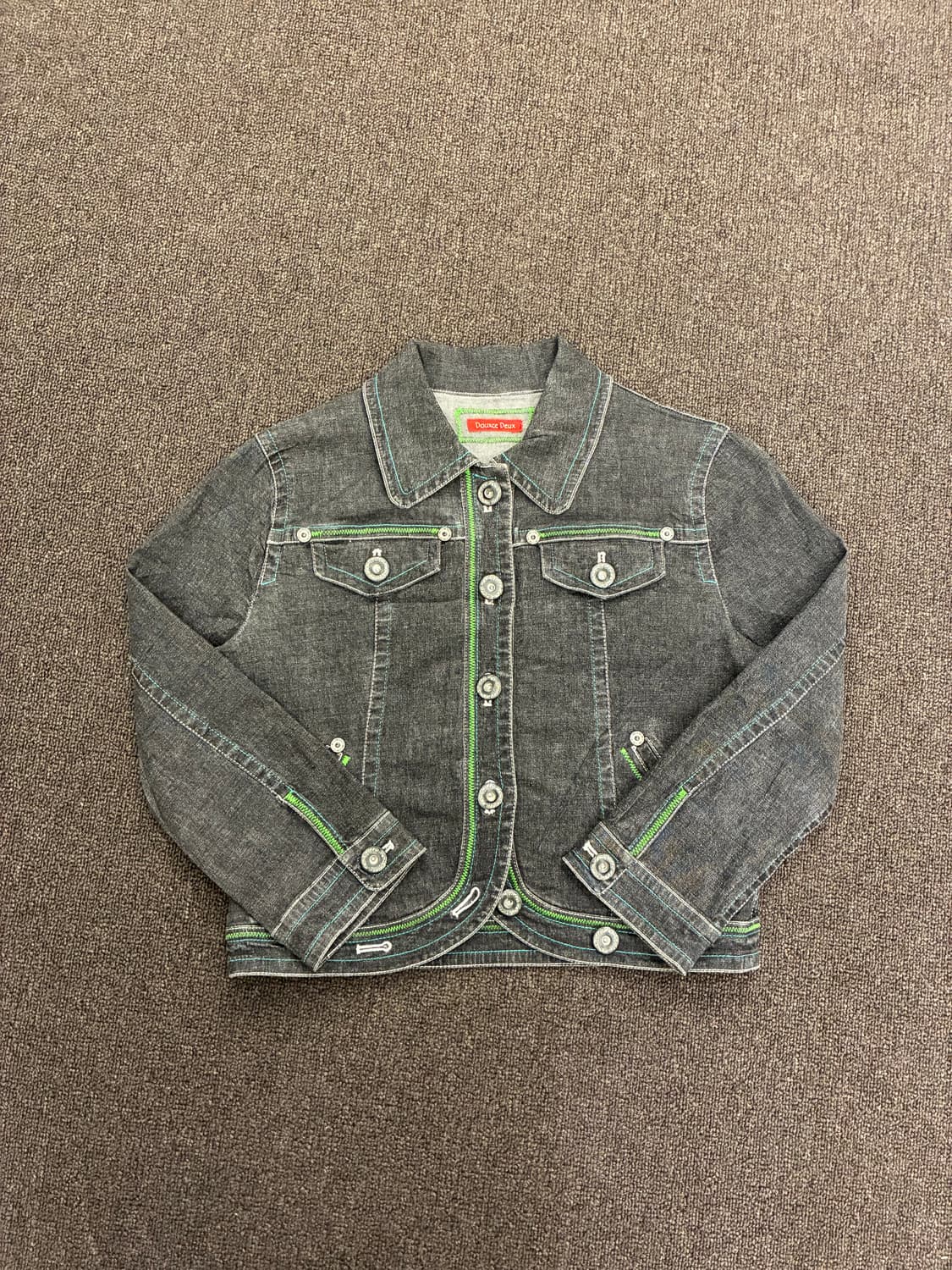 OS)Japanese vintage 여성 스티치 흑청 데님자켓 상품이미지4