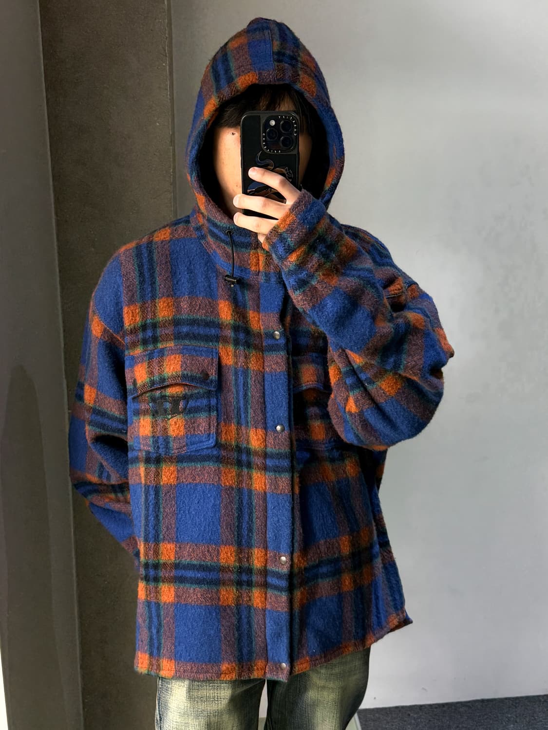 노스웨이브 90‘s 라나 울 체크 후드 자켓 상품이미지1