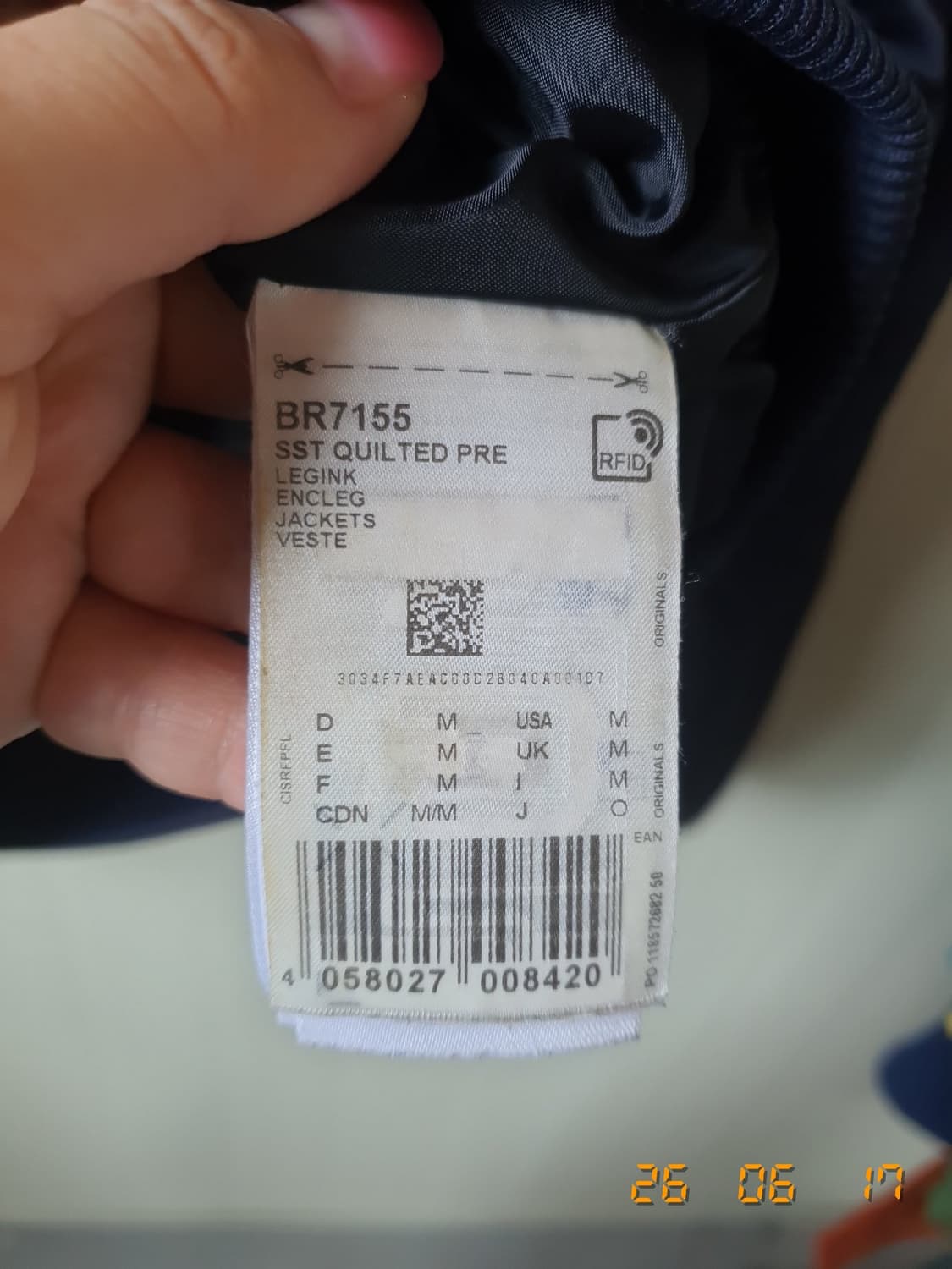 아디다스 삼선 퀼팅 점퍼 M 네이비 상품이미지6