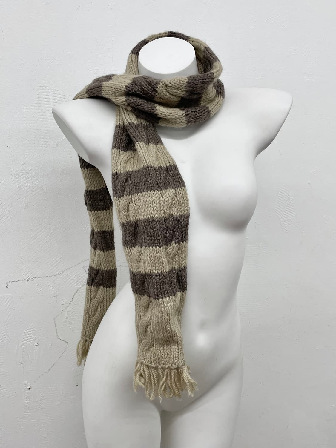 라떼 스트라이프 울 머플러 상품이미지2