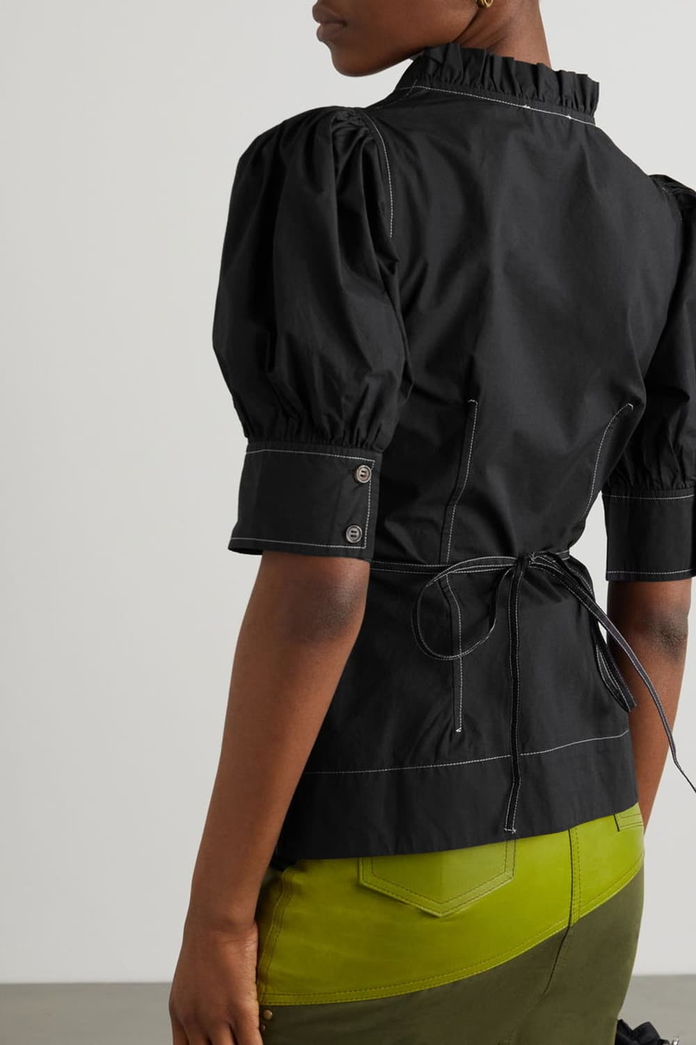 가니 블라우스 Ganni Organic Cotton Poplin Wrap 상품이미지3