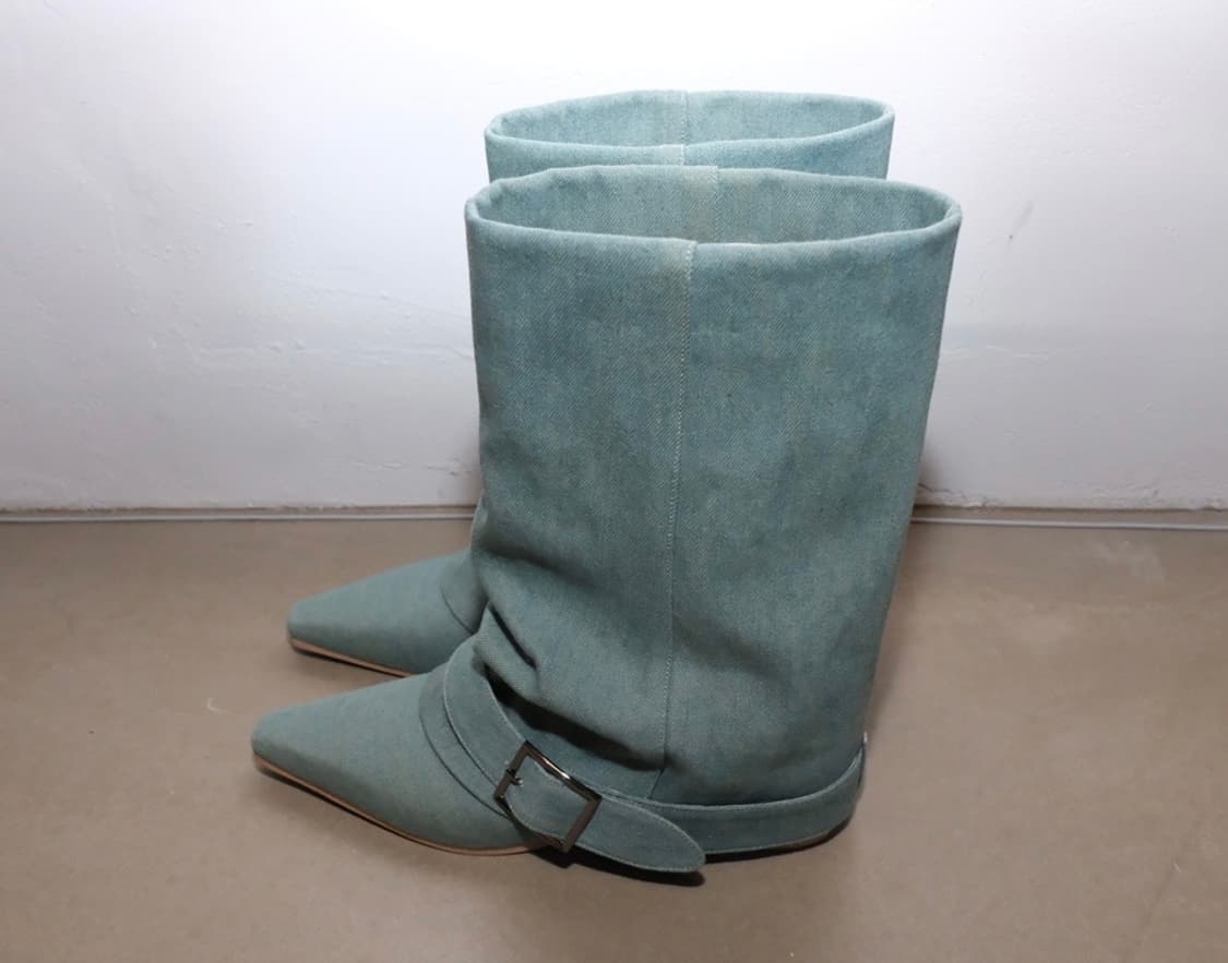 구해요) 루즈슬립오버 허그 벨트 부츠 세이지 블루 상품이미지1