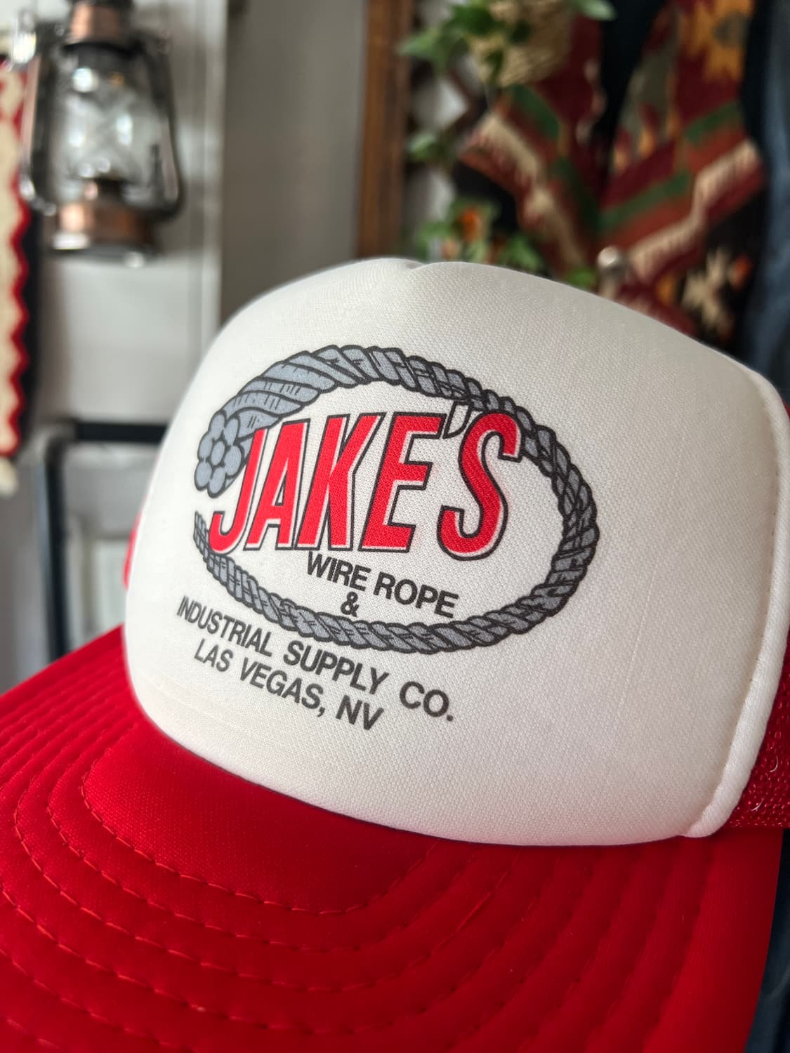 90's USA 빈티지 JAKE'S 레드 트러커 캡 상품이미지2
