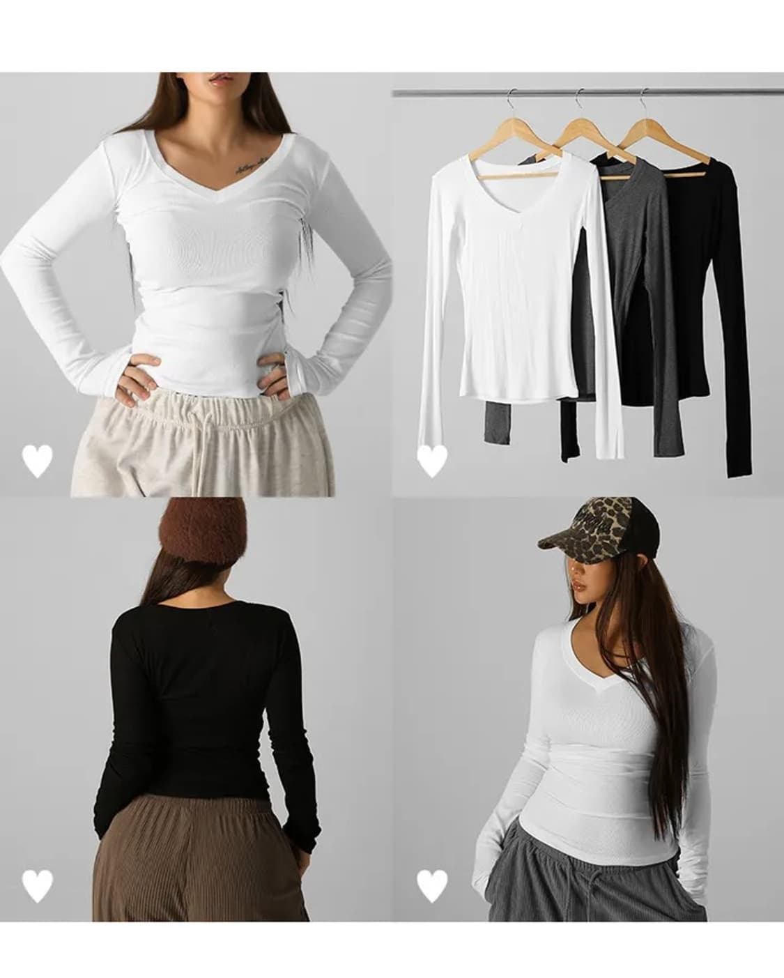 버터랩 25FW 펜던트 브이넥 슬림핏 긴팔 티셔츠 차콜 상품이미지5