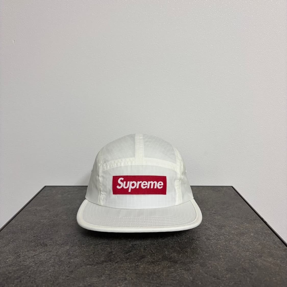 (OS) 슈프림 박스로고 캠프캡 모자 왁스드 립스탑 화이트 상품이미지1