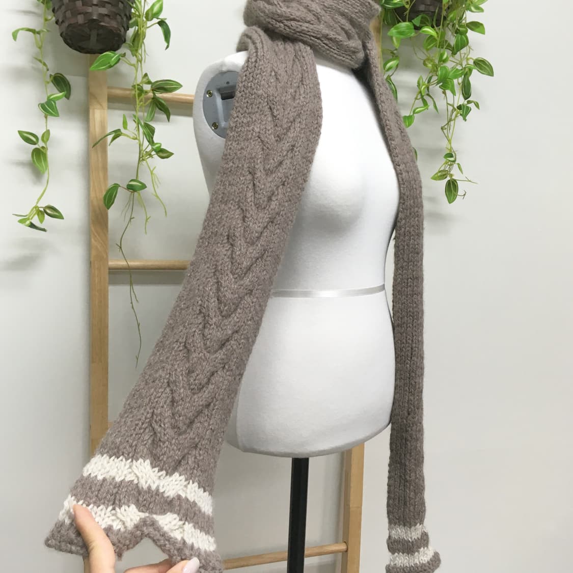 JPN/ 브라운뜨개머플러 모리걸머플러 모리룩머플러 브라운목도리 상품이미지4