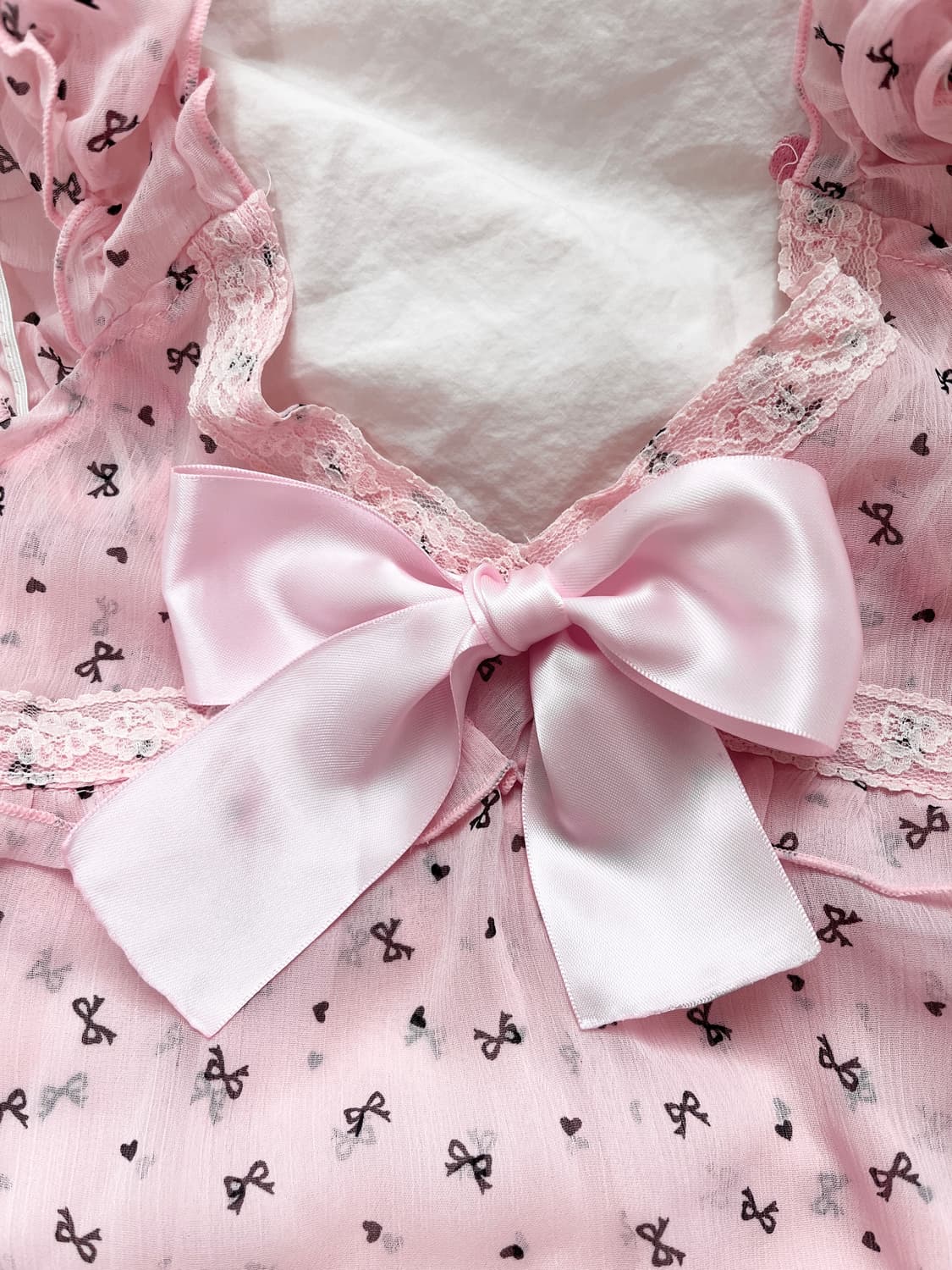 대장템 로걀 히메갸루 리본 튜닉 핑크 민소매 나시 일본 빈티지 엔젤러브 상품이미지3