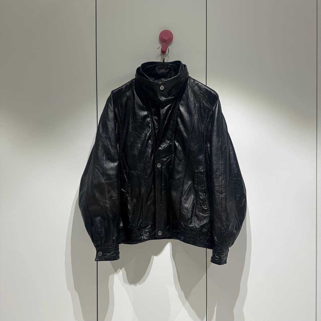 윌슨레더 하이넥 더블레이어 레더자켓 상품이미지2