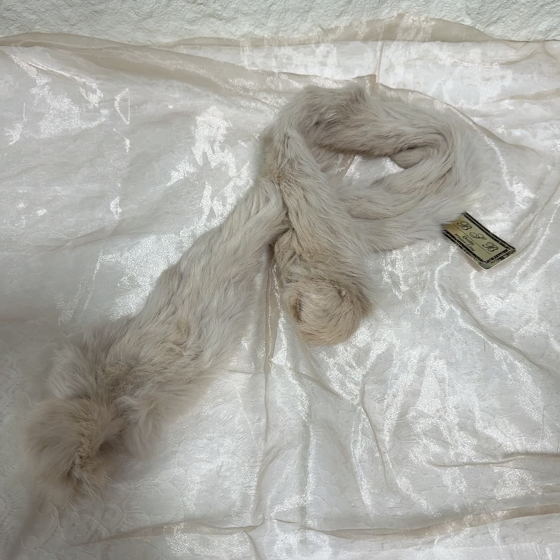 빈티지 베이지 토끼털 니트 목도리 스카프 상품이미지2