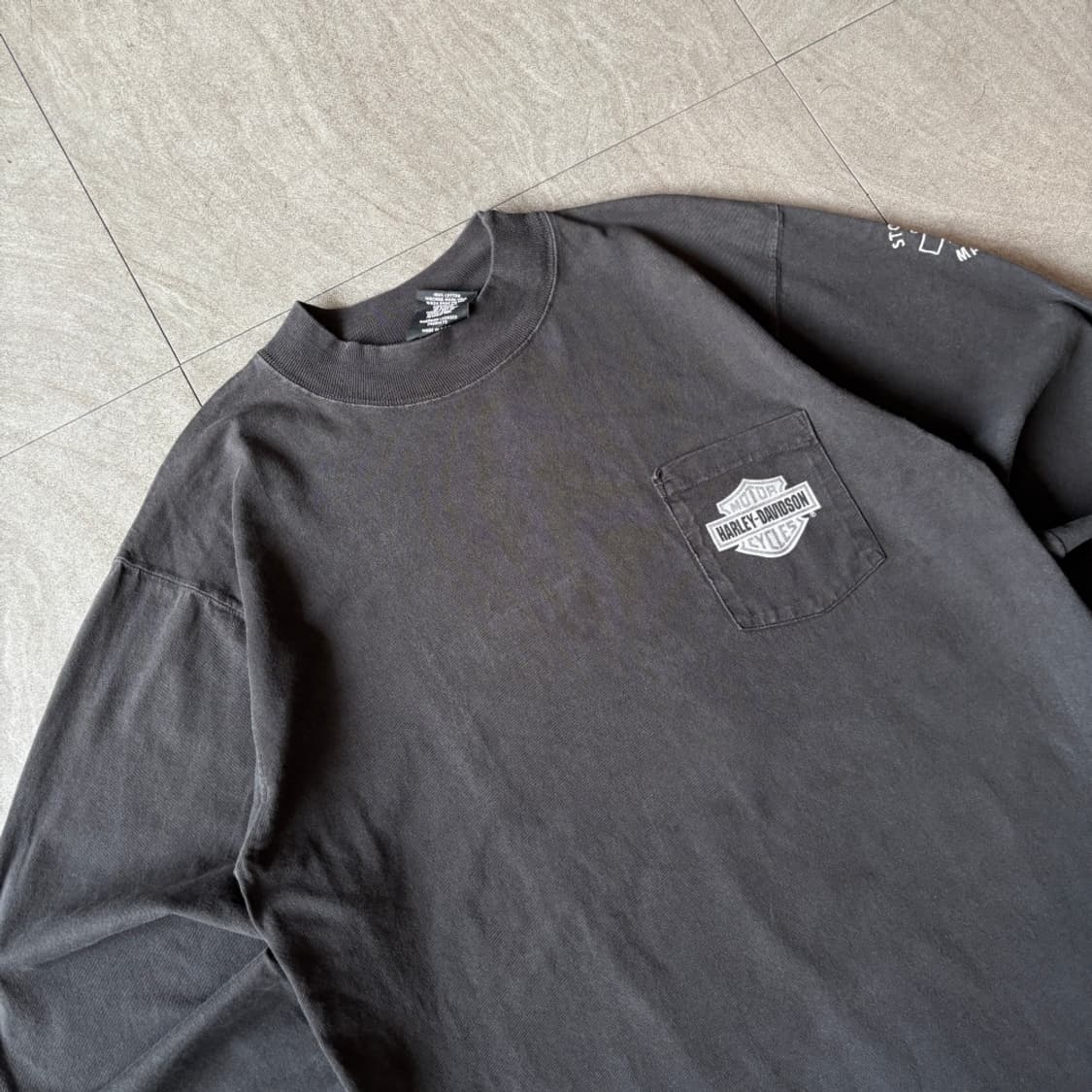 90년대 미국 생산 할리데이비슨 블랙 긴팔 티셔츠 상품이미지2