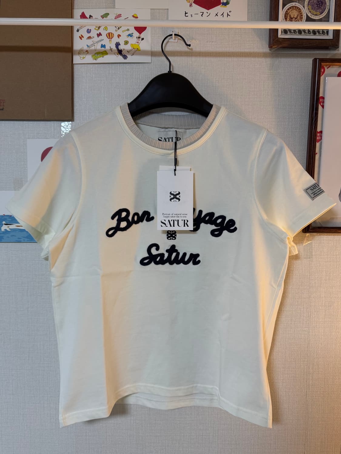 (새상품) SATUR 세터 로고 자수 보야지 반팔 티셔츠 화이트 M 상품이미지1