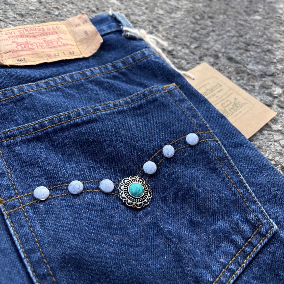 90s 리바이스 501 웨스턴 스터드 데님 made in USA (32) 상품이미지5