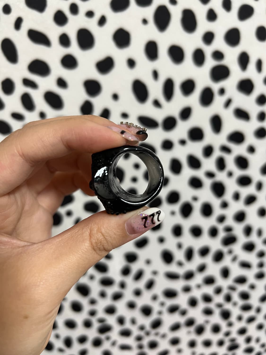 갸루 펑크 빈티지 해골 큐빅 반지 상품이미지3