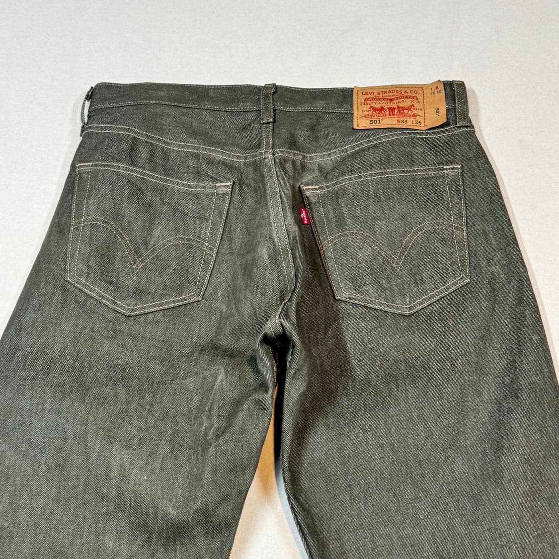 33inch) 리바이스 501 버튼플라이 리지드 데님 청바지 올리브 상품이미지2
