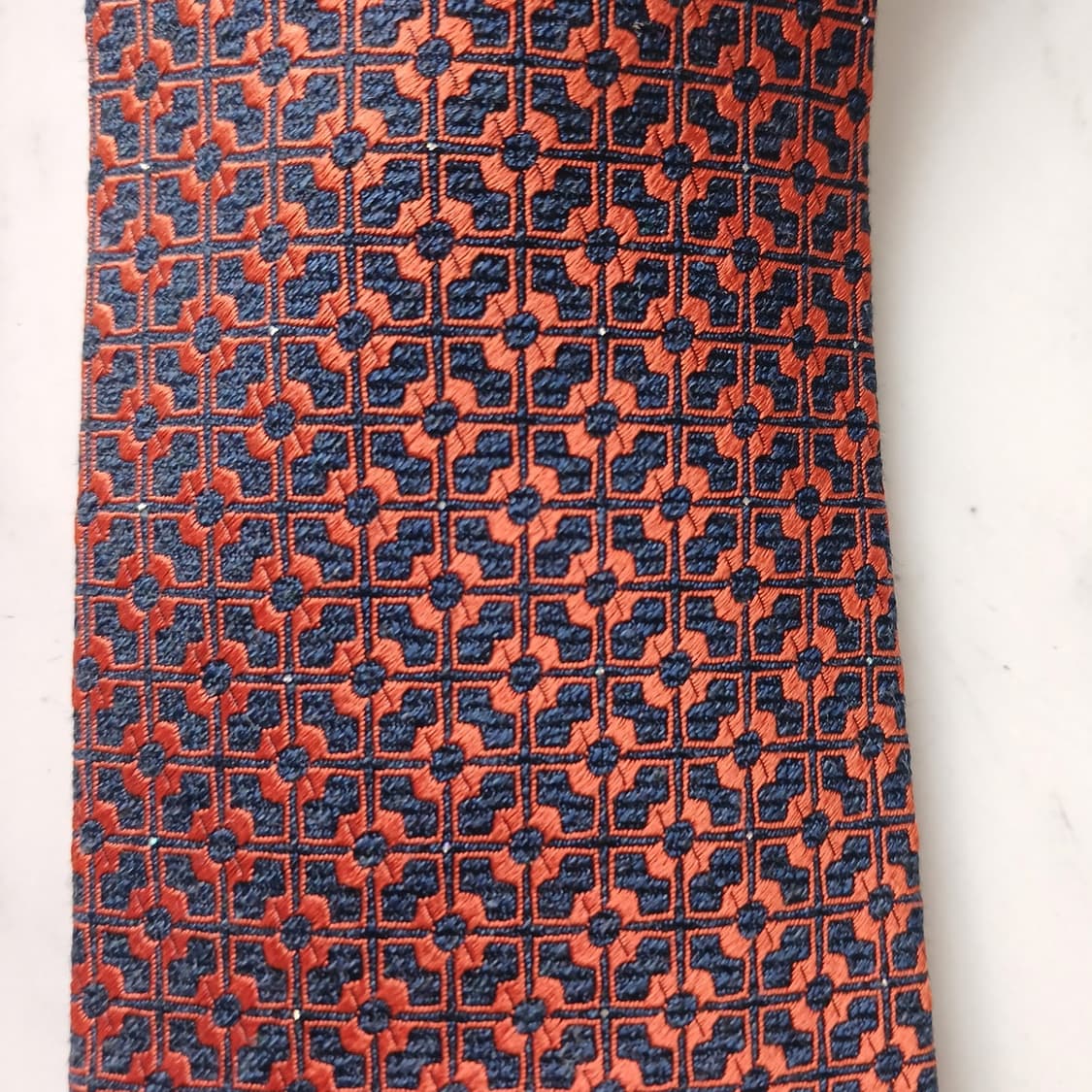 DAKS 닥스 넥타이 네이비 오렌지 패턴 S~A+등급 E896
 상품이미지4