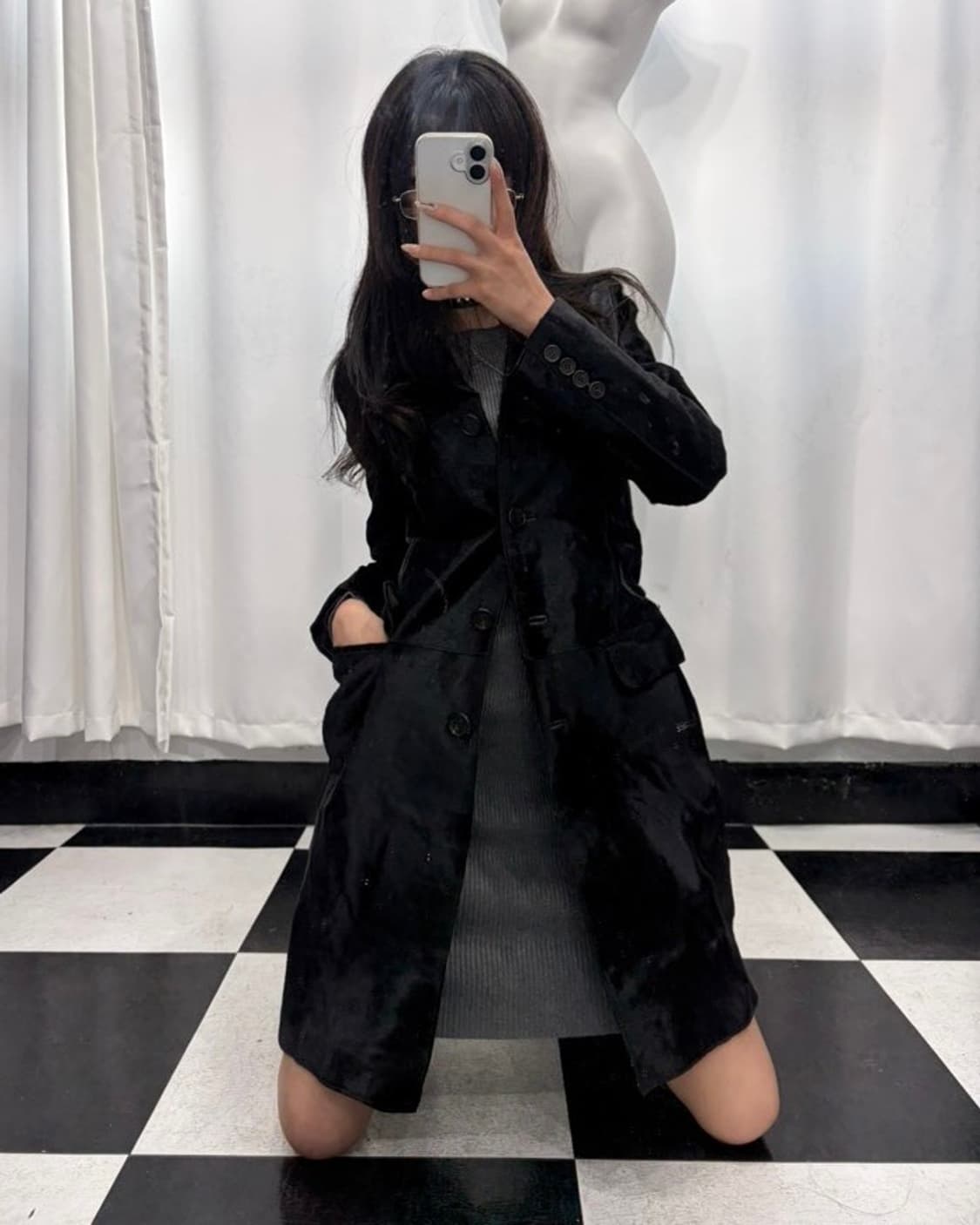 🎸블랙 캐프스킨 털 코트🎸 상품이미지3