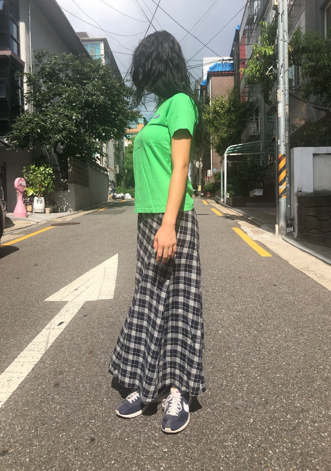 JPN 하모니카 빈티지 블루 체크스커트 상품이미지5