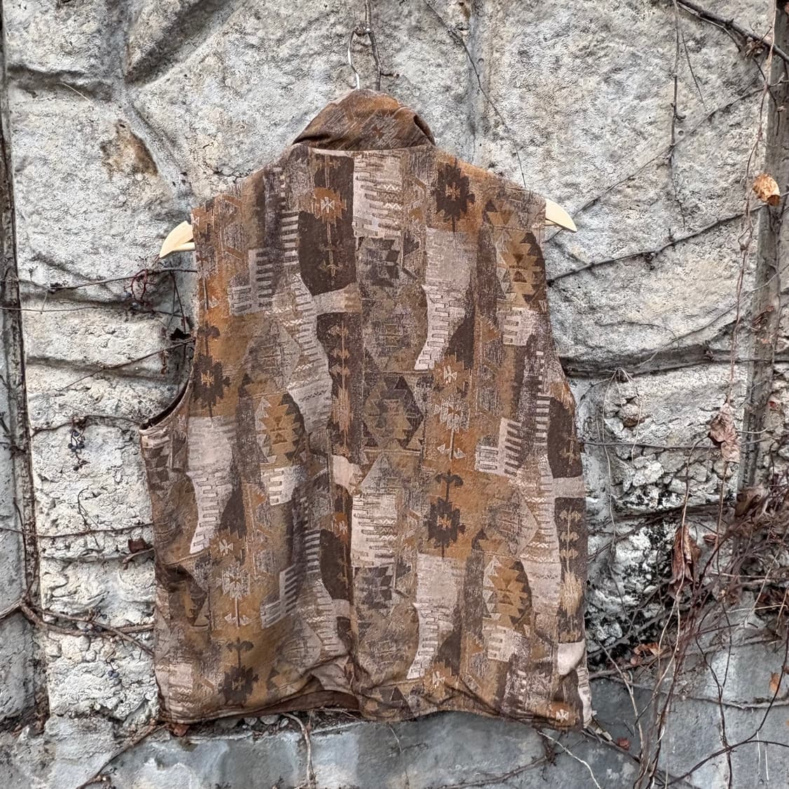 빈티지 리버시블 양면 오버핏 보헤미안 패턴 폴리 조끼 베스트 상품이미지5