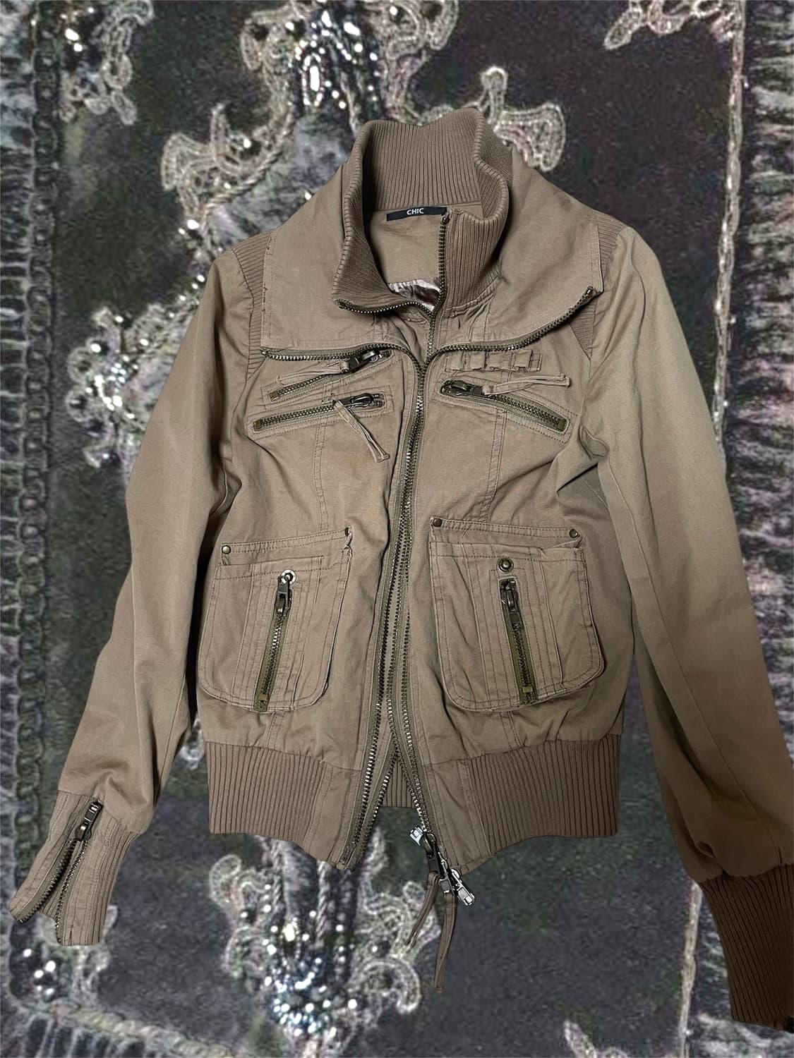 00s 하이넥 투웨이지퍼디테일포켓카고야상봄버밀리터리자켓 y2k핀터레스트 상품이미지5