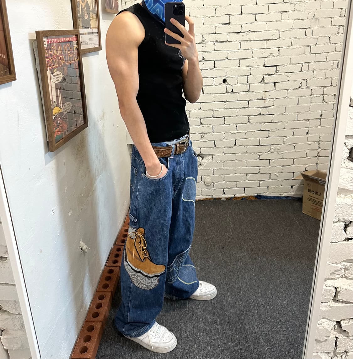 RAW BLUE 디테일 데님 배기 진 상품이미지2