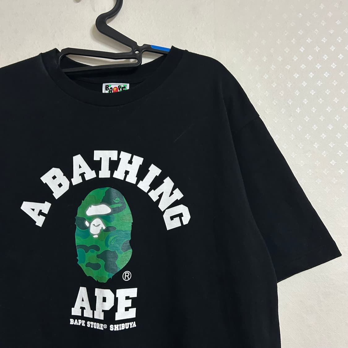 BAPE 베이프 퍼스트 카모 컬리지 반팔 티셔츠 블랙 그린 L 상품이미지5