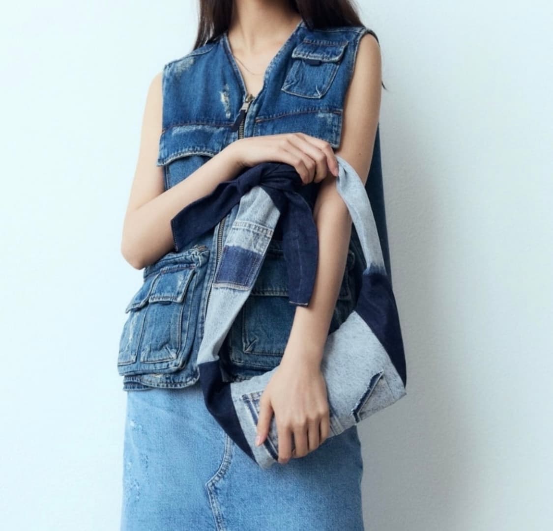 자라 데님 패치워크 숄더백 상품이미지3