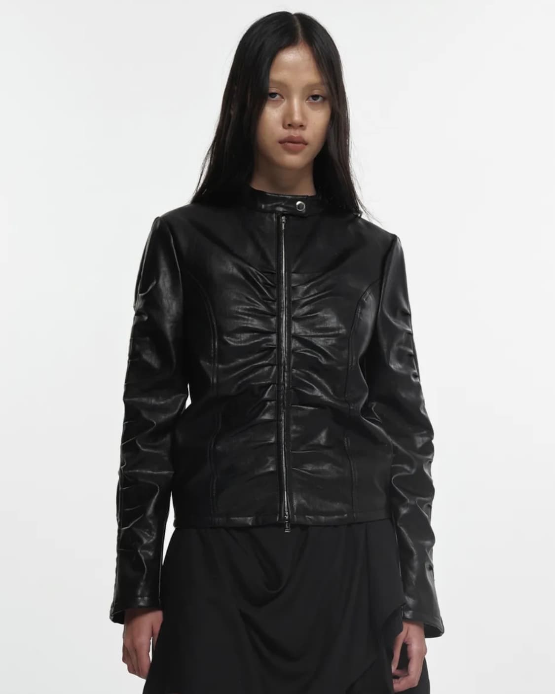 [나체] 셔링 레더자켓 1 상품이미지1