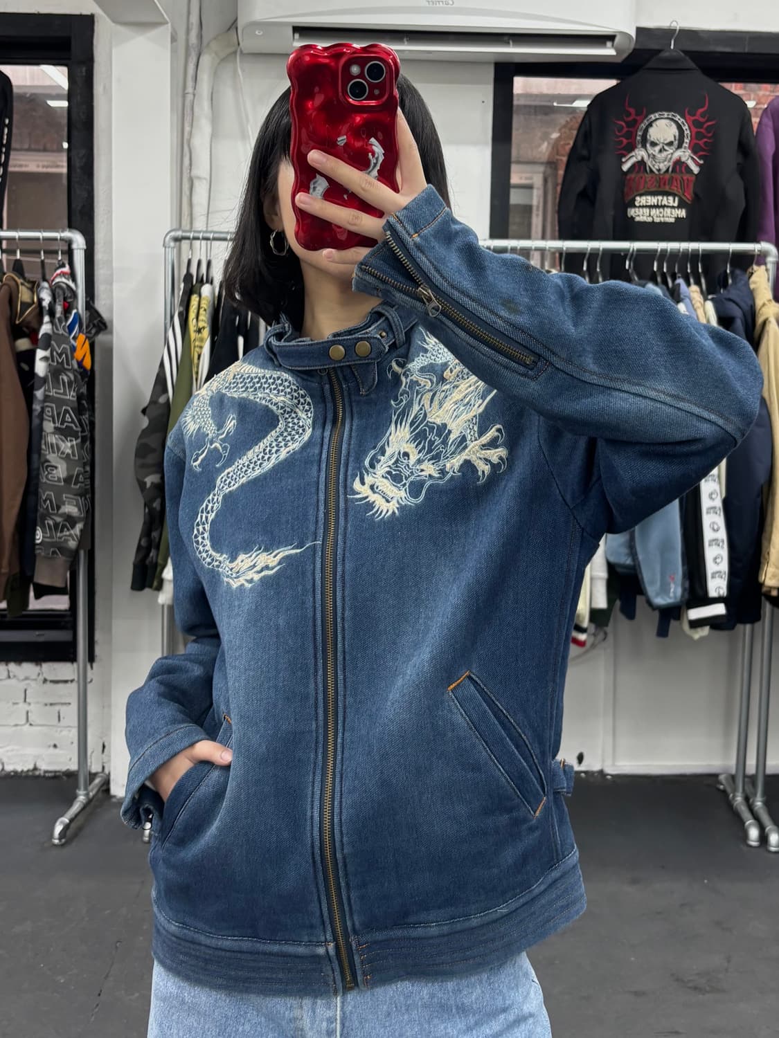 카라쿠리 타마시 오리엔탈 데님 바이커 자켓 상품이미지3