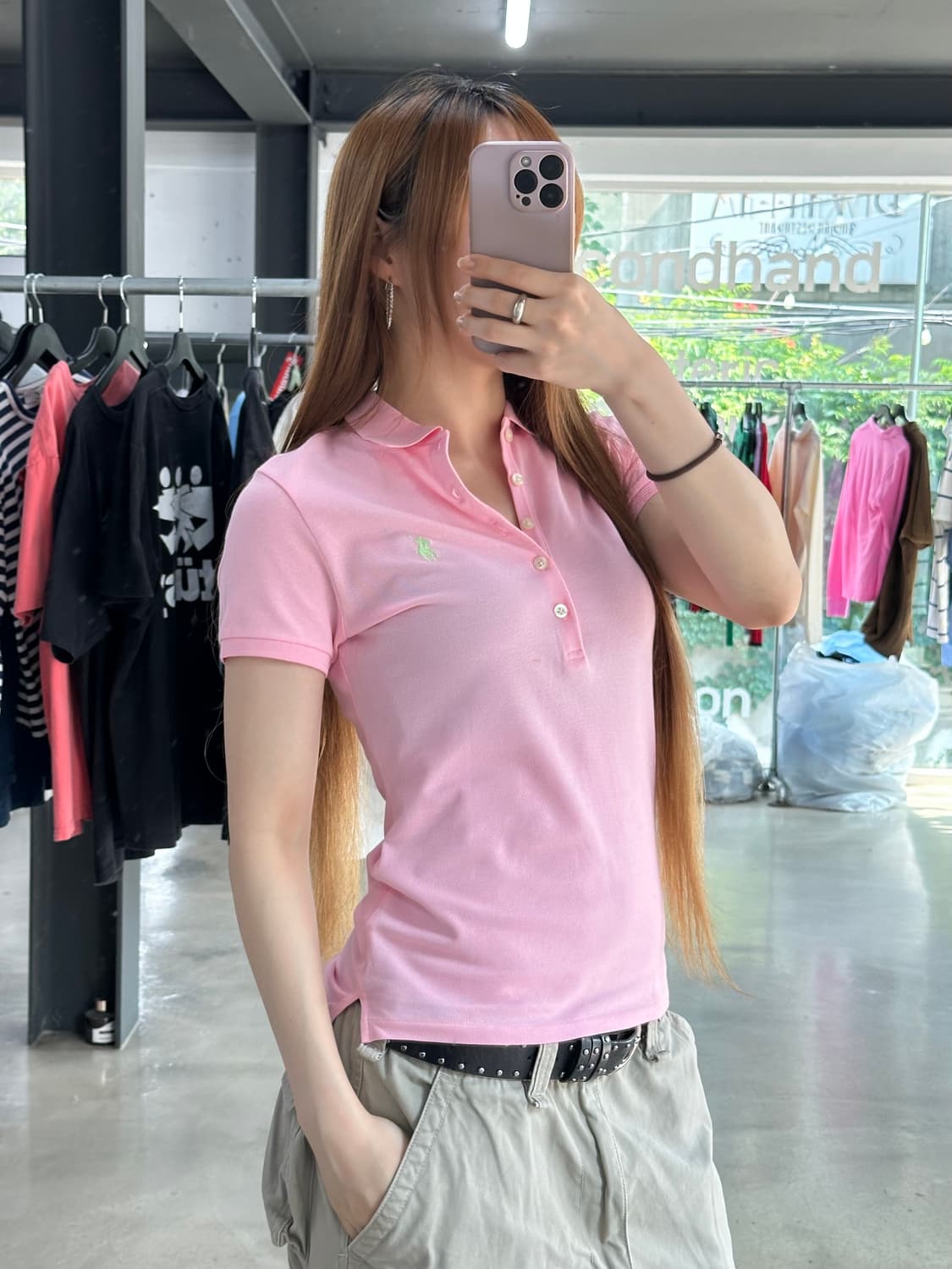 폴로랄프로렌 포니 Pk 버튼 반팔티 핑크 상품이미지3