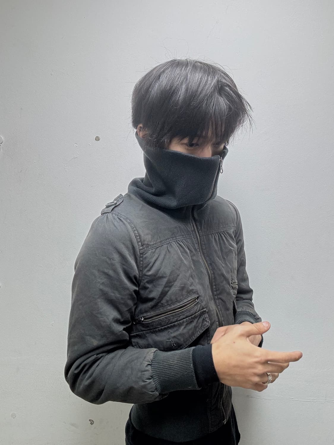 2000s Design Bomber-Fit Crop High Neck S 상품이미지3