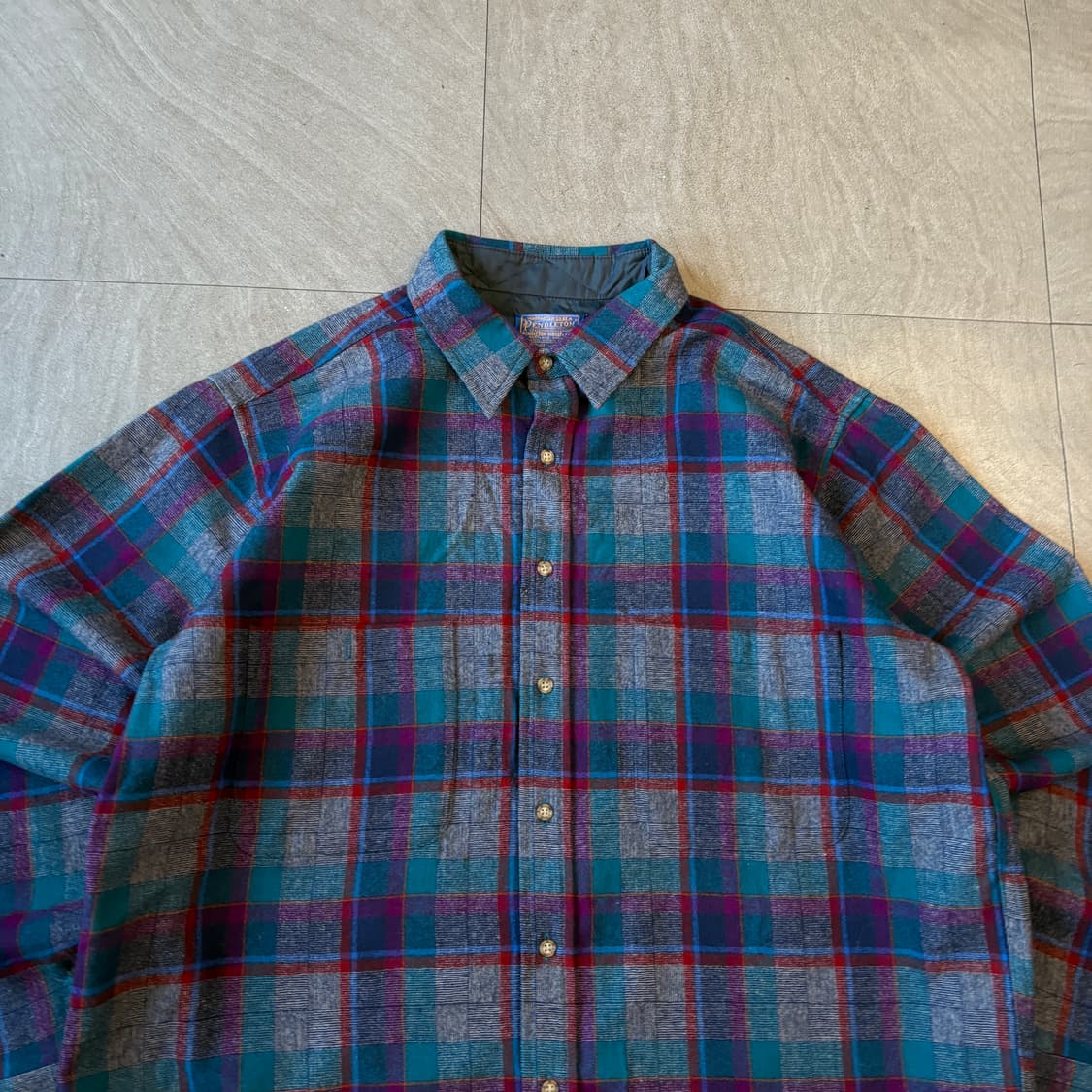 80년대 미국 생산 펜들턴 체크 울 셔츠 상품이미지3