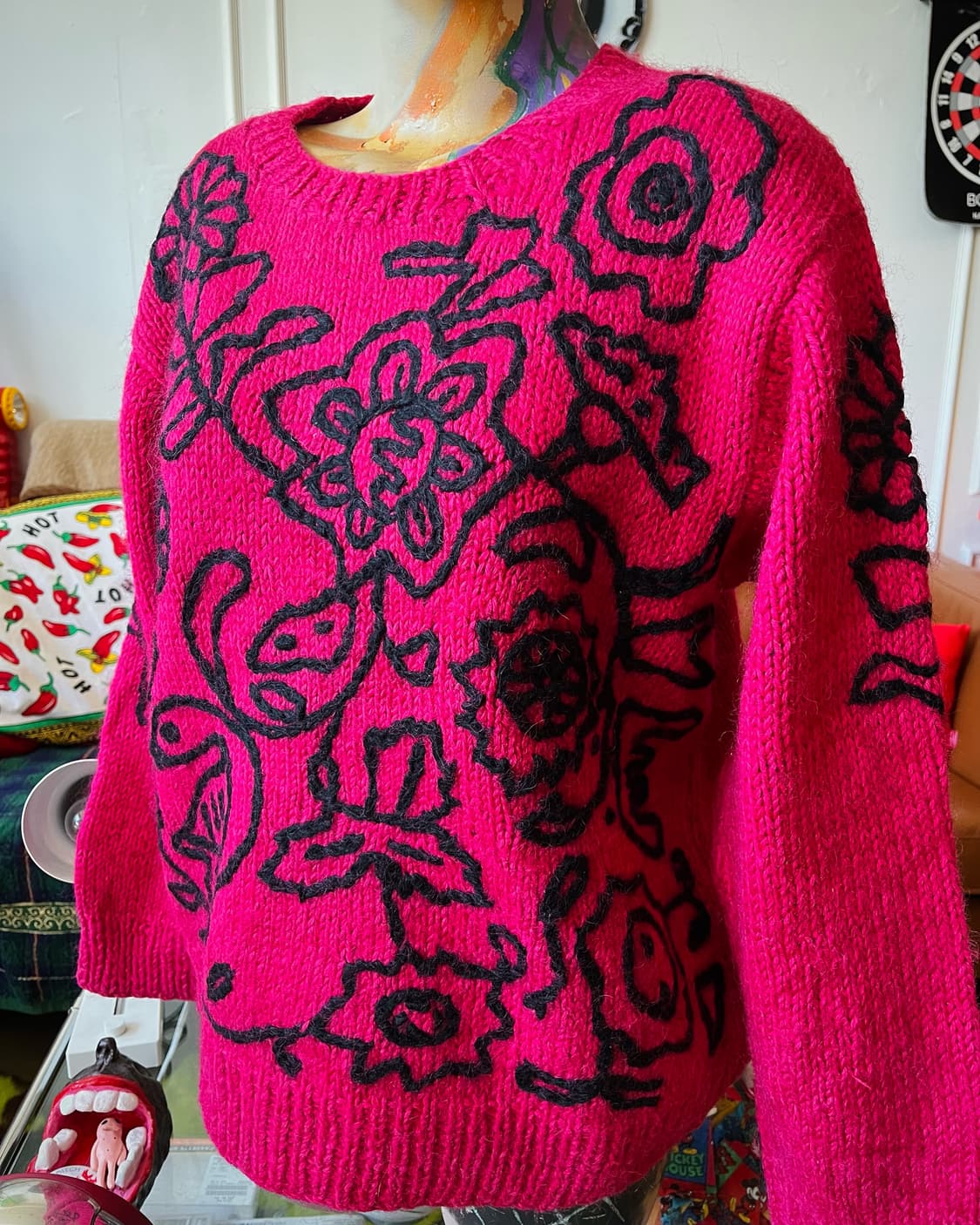 Indian 3D Floral Embroidery Knit Sweater 상품이미지2