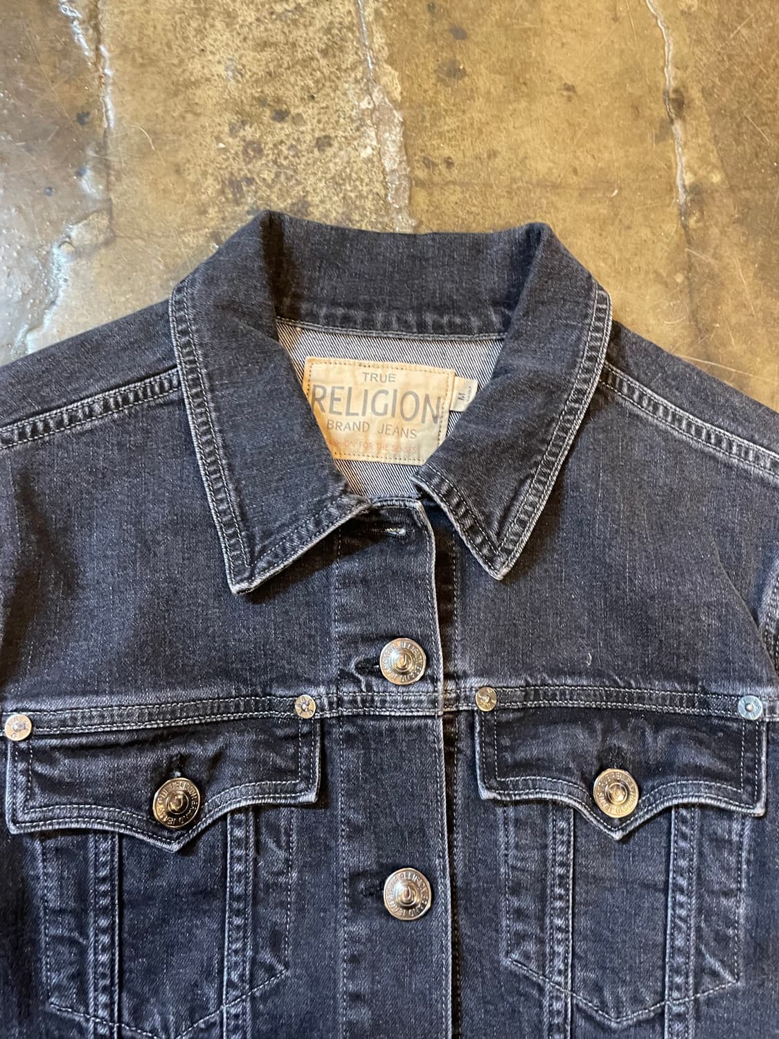 트루릴리전 이태리 엘라스틴혼방 흑청 트러커 자켓  상품이미지2