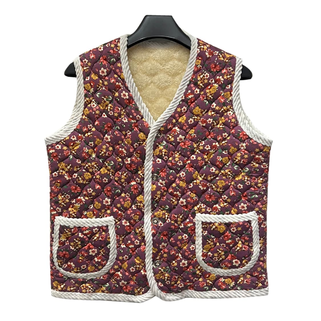 꽃무늬 기모 촌캉스 김장 조끼 퍼플 FREE 상품이미지1