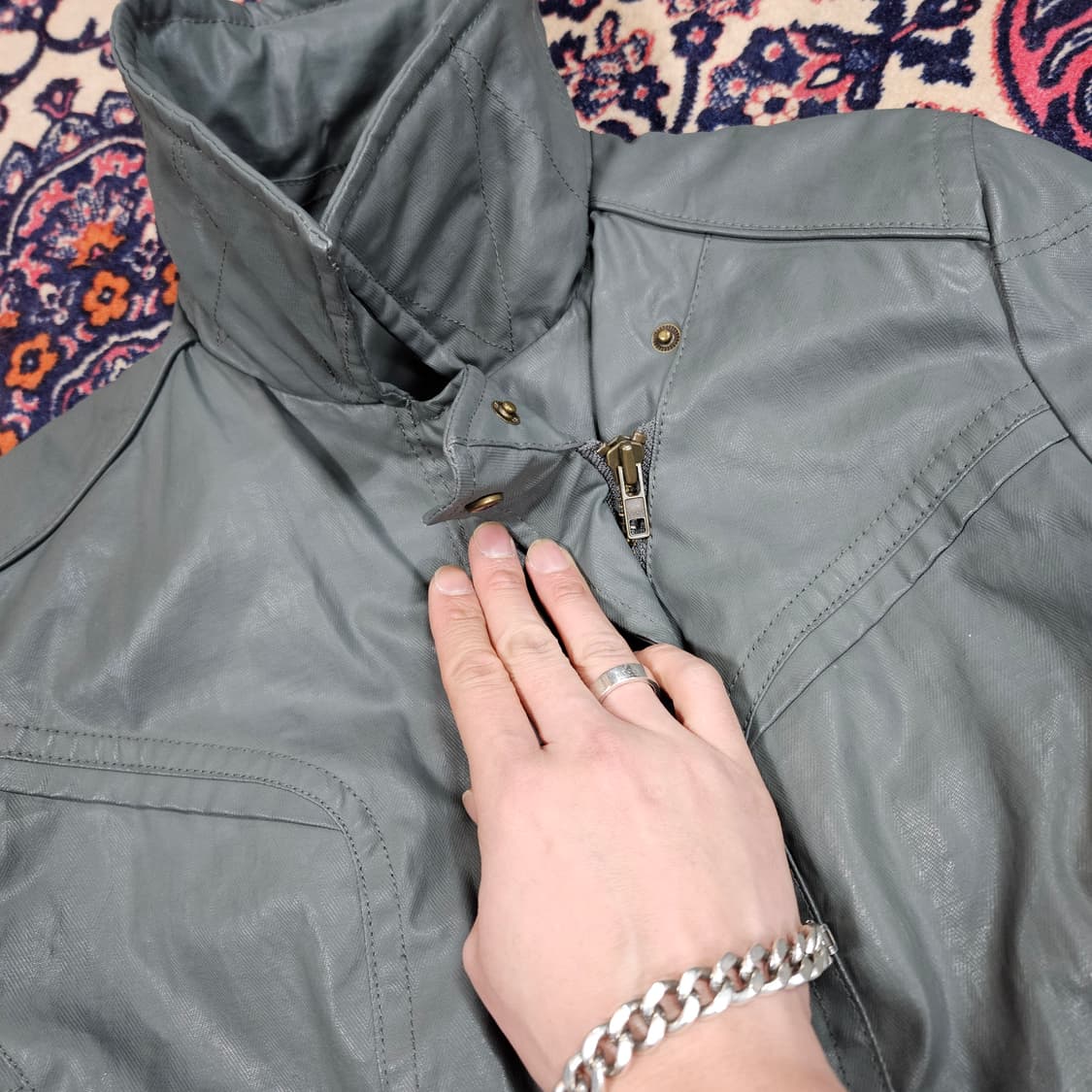 쟈딕앤볼테르 그레이 왁싱 바이커 자켓 S size 상품이미지4