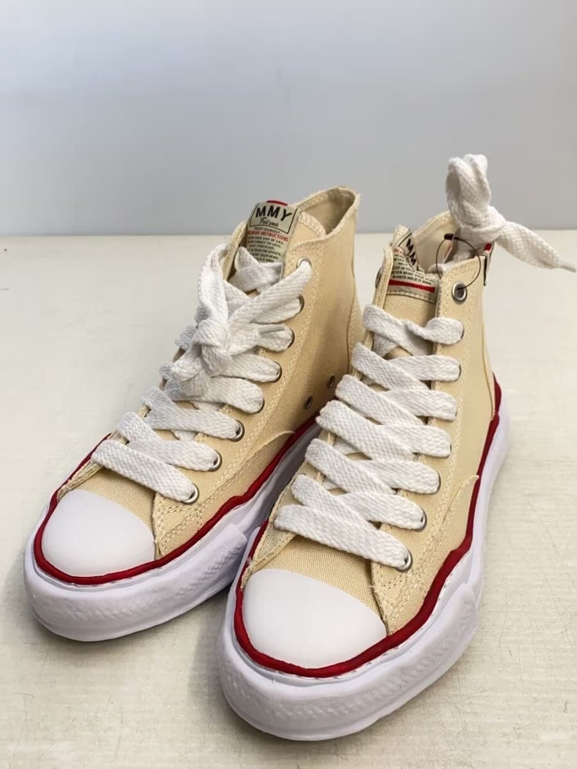 메종 미하라 야스히로 피터슨 OG 솔 캔버스 하이탑 스니커즈 내츄럴 상품이미지2