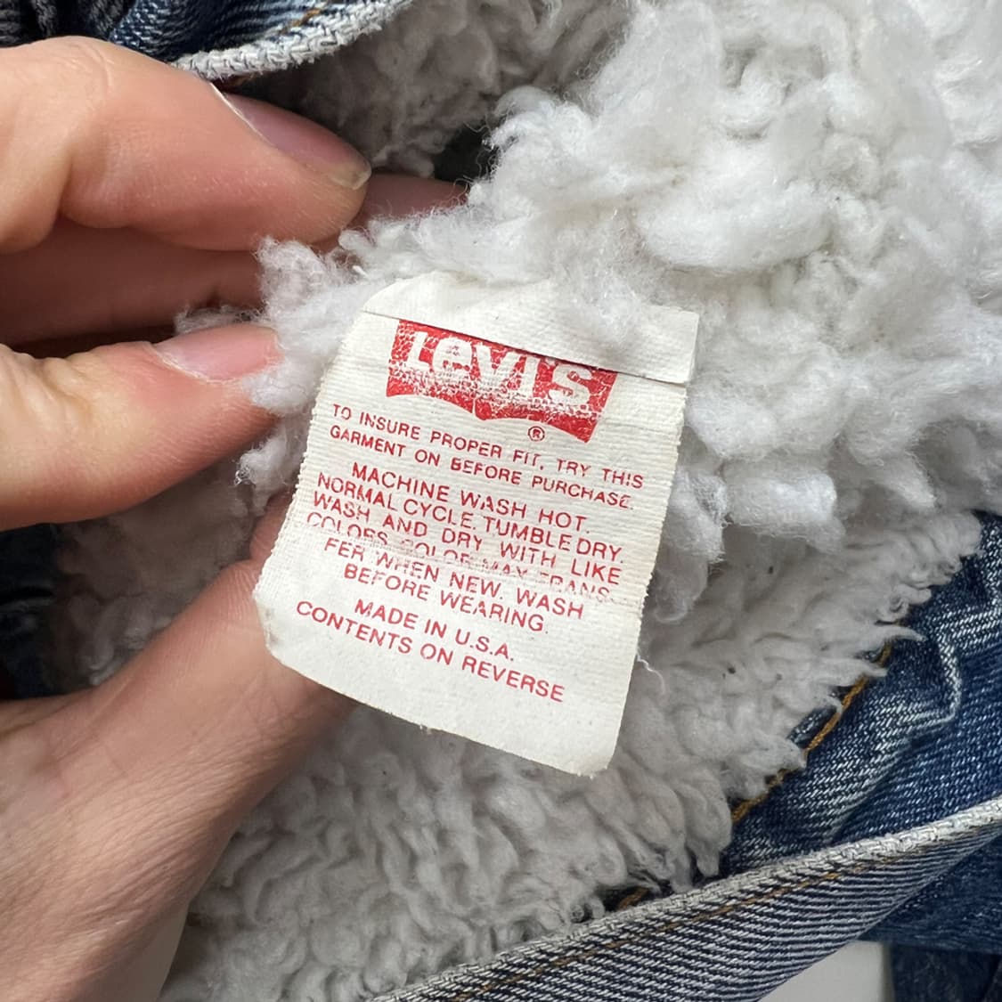 90s USA 리바이스 샌프란시스코 쉐르파 데님 트러커 자켓 L급 상품이미지4
