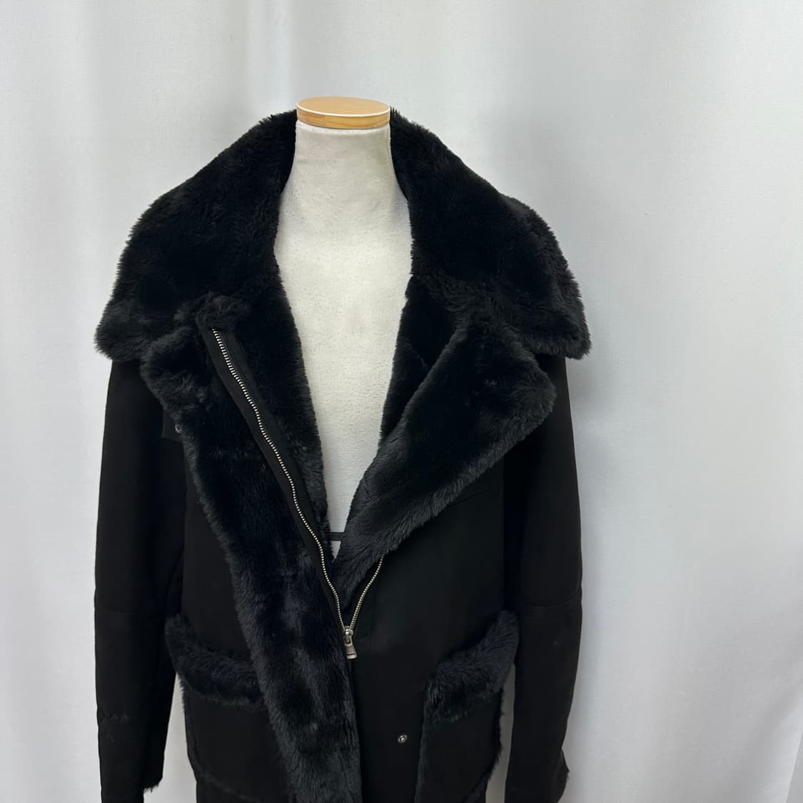   NBA 여자 보들보들 무스탕 안감퍼 롱코트 블랙 S  상품이미지5