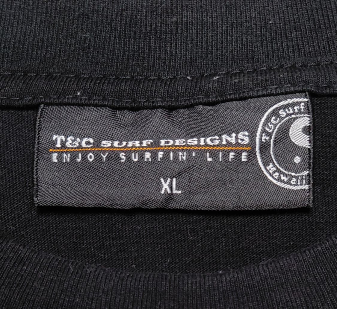 [XL] T&C 서프 디자인 하와이 오버핏 그래픽 반팔 티셔츠 블랙 상품이미지5