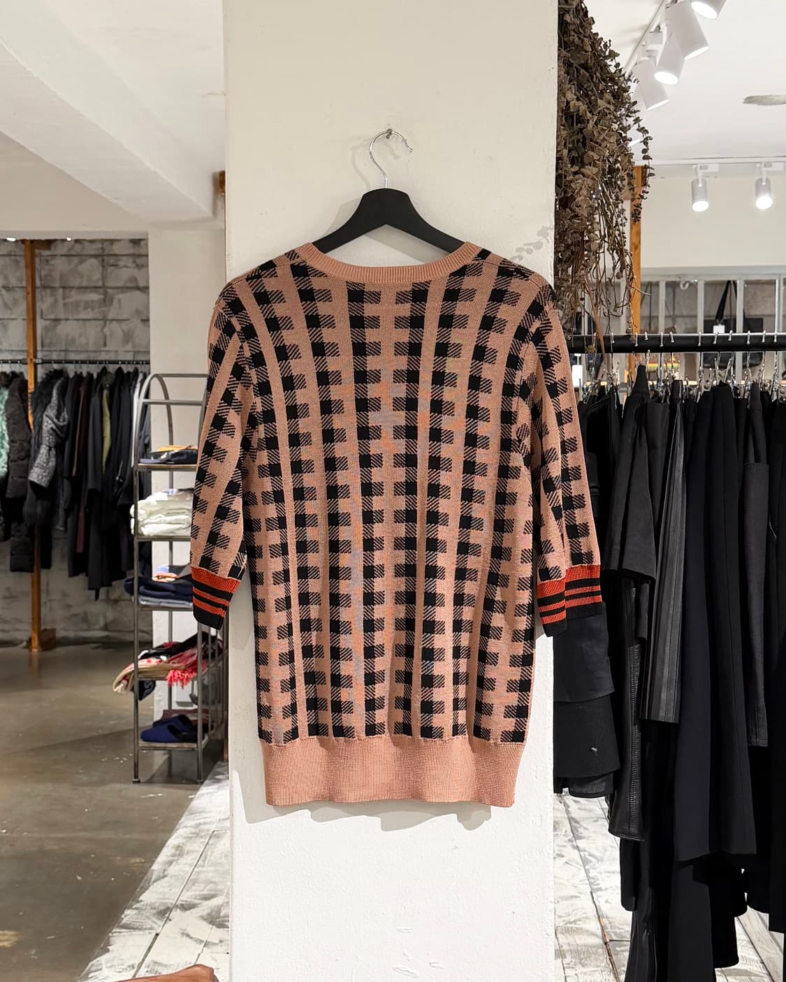 드리스 반 노튼 코퍼핑크 체크 7부 반팔 니트 상품이미지6