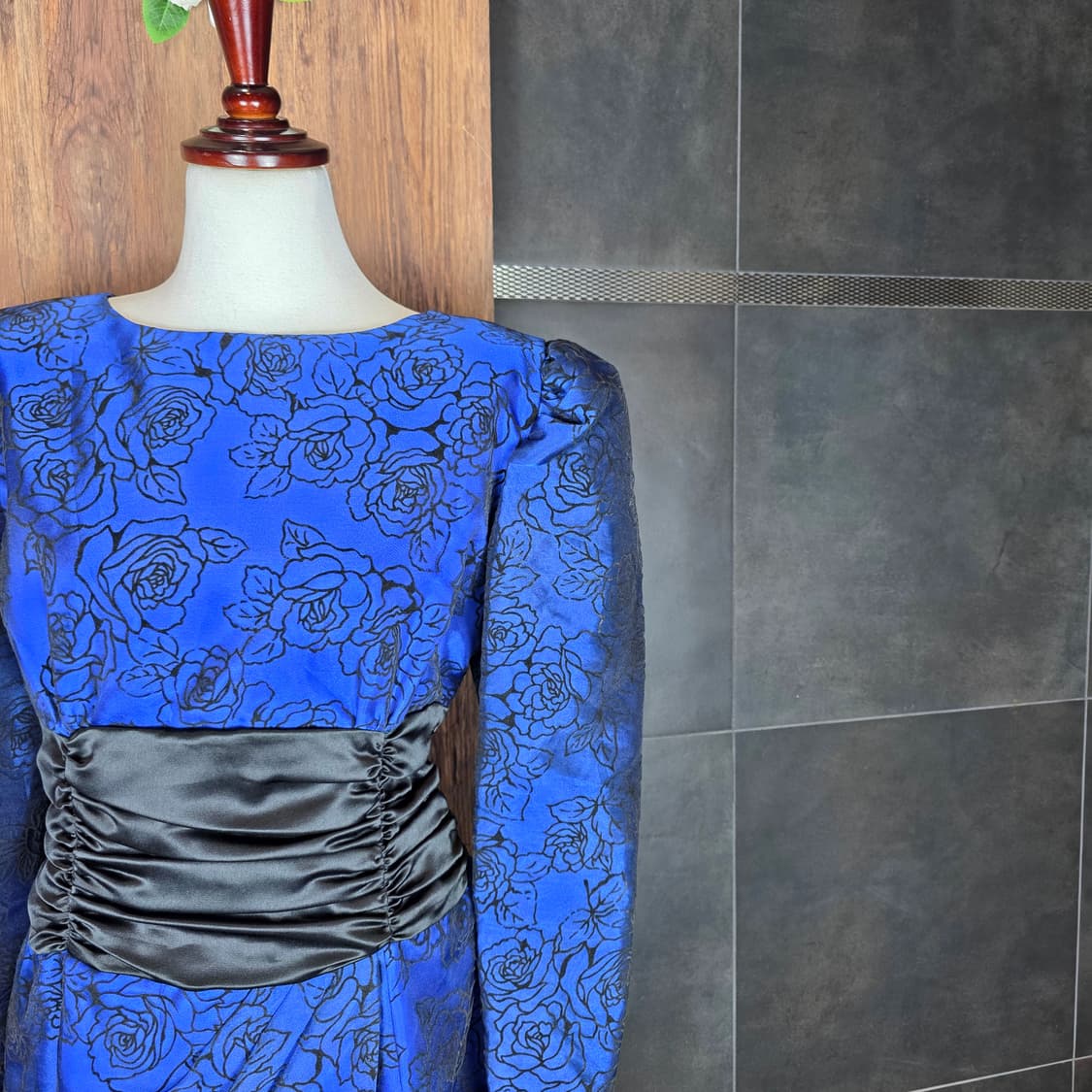 빈티지 로얄 블루 드레스 상품이미지4