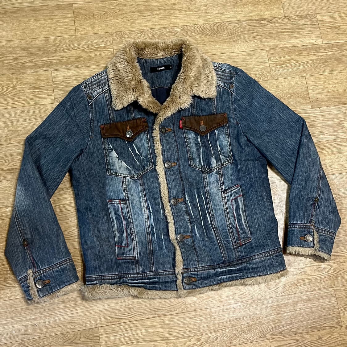 에드윈 빈티지 웨스턴 쉐르파 누빔 데님 양털 청자켓 (95-100) 상품이미지1