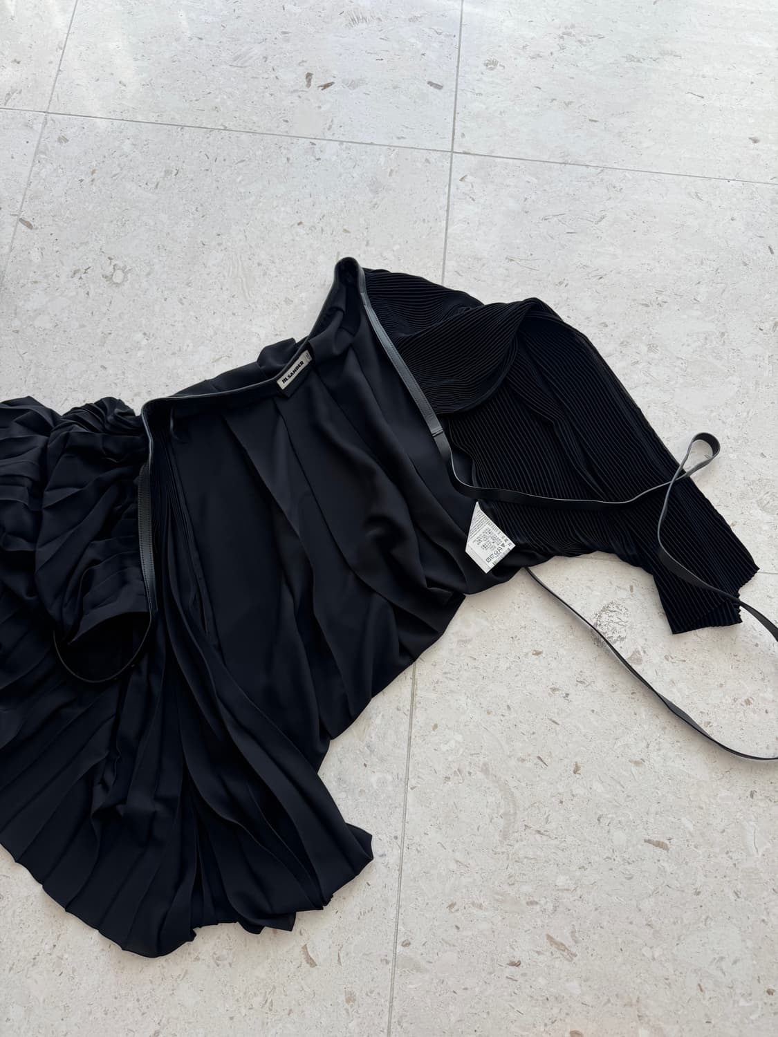 질샌더 JIL SANDER 플리츠 워랩 레더 벨트 미디 스커트 34  컬 상품이미지4