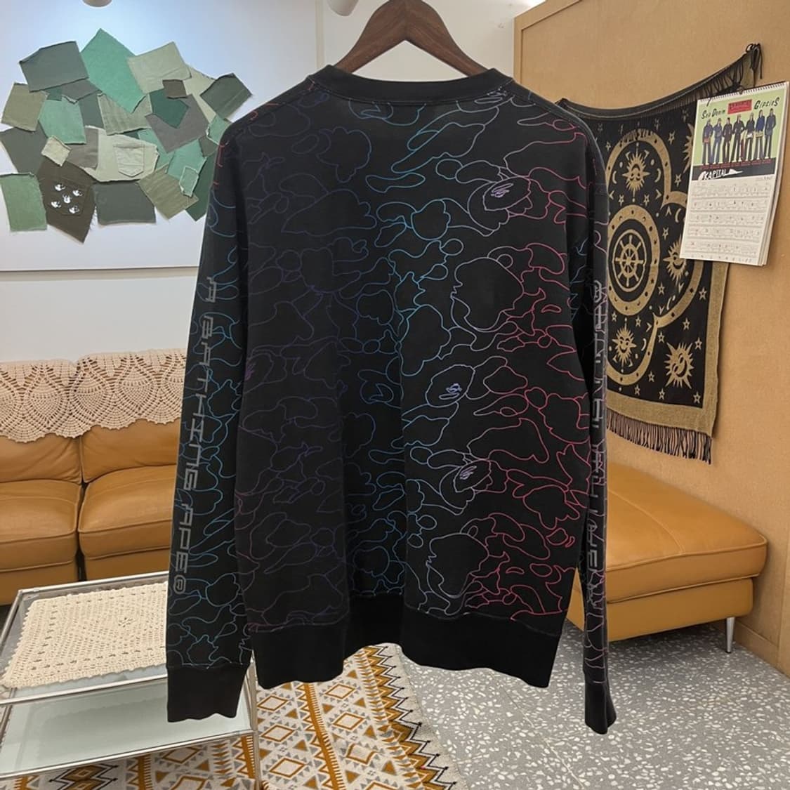 베이프 AAPE 스트릿 펑크 지퍼 레인보우 사루 맨투맨 XL C11067 상품이미지4