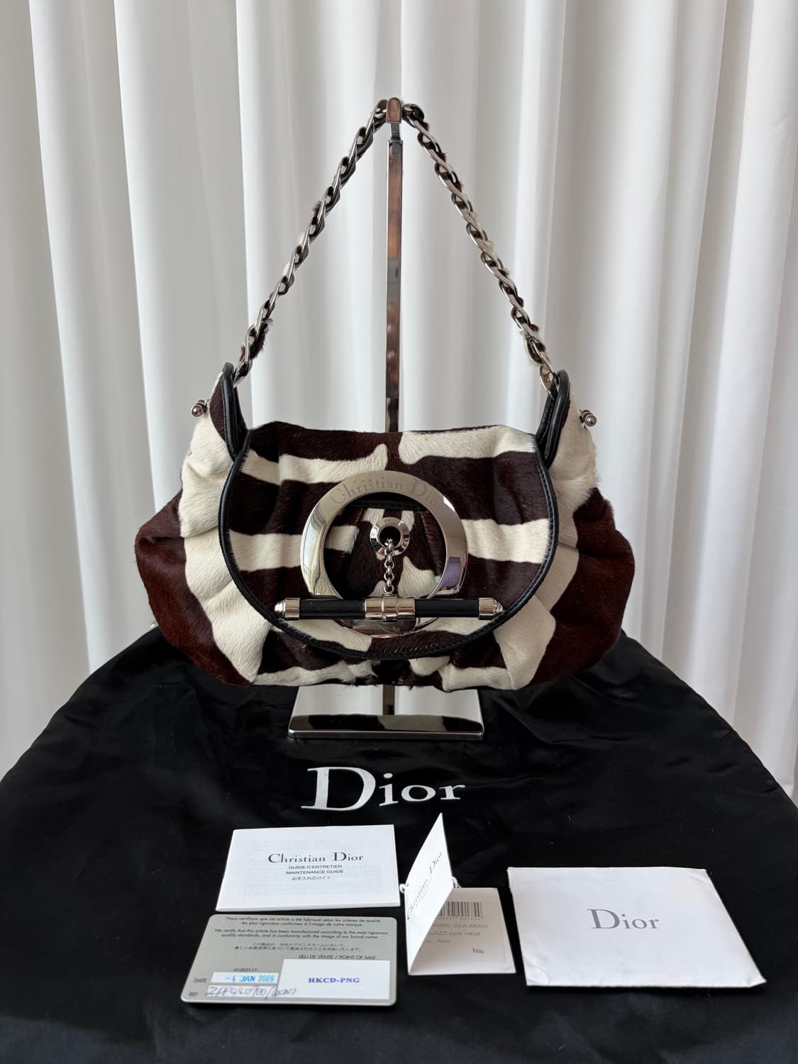 Rare 디올 S/S 2008 재즈 클럽 포니헤어 지브라 숄더백 상품이미지3