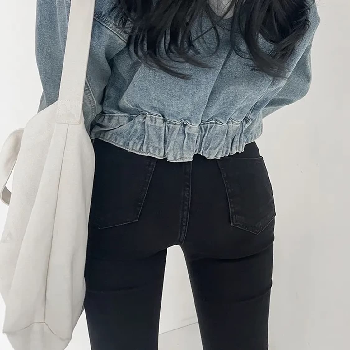 기분 따라 [후드탈부착!] 오버핏 크롭 청자켓 상품이미지2