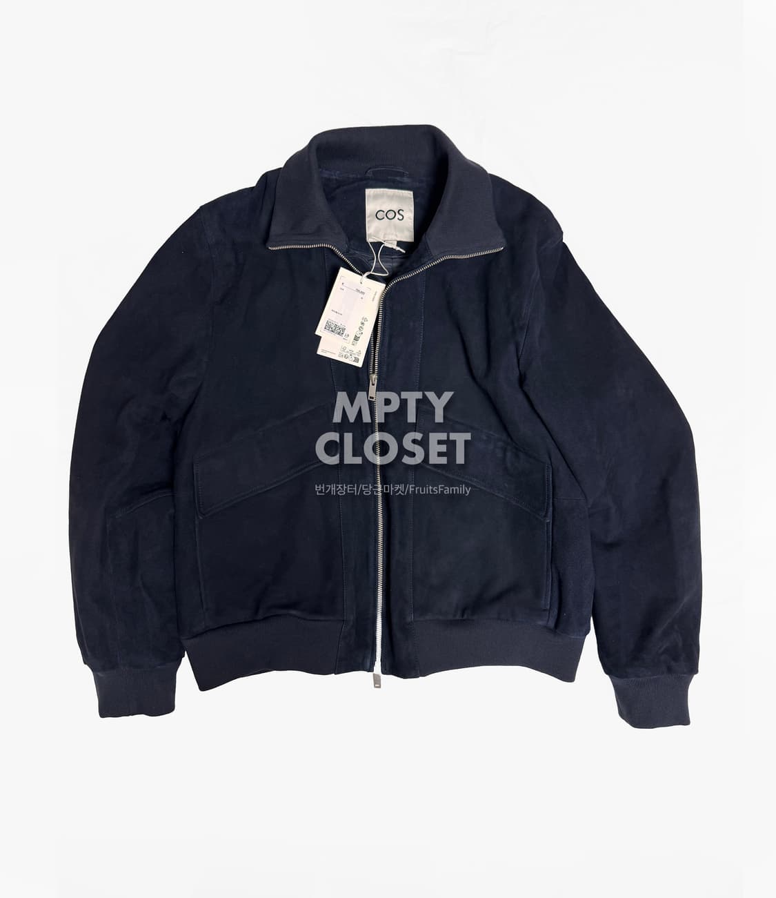 [M] COS 컬렉션 하이넥 스웨이드 플라이트 자켓 네이비 상품이미지2